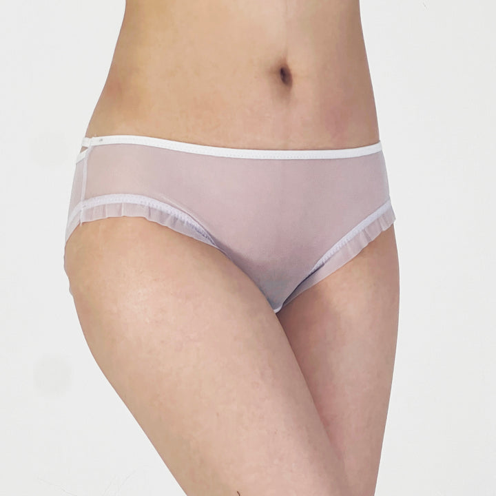 Soft Lilac Sheer Mesh Bikini Panty with Back Bow