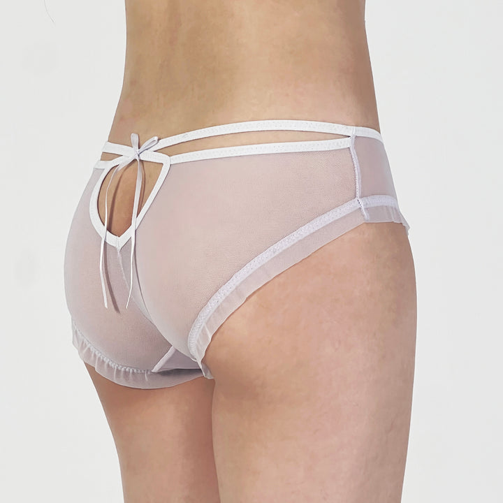 Soft Lilac Sheer Mesh Bikini Panty with Back Bow