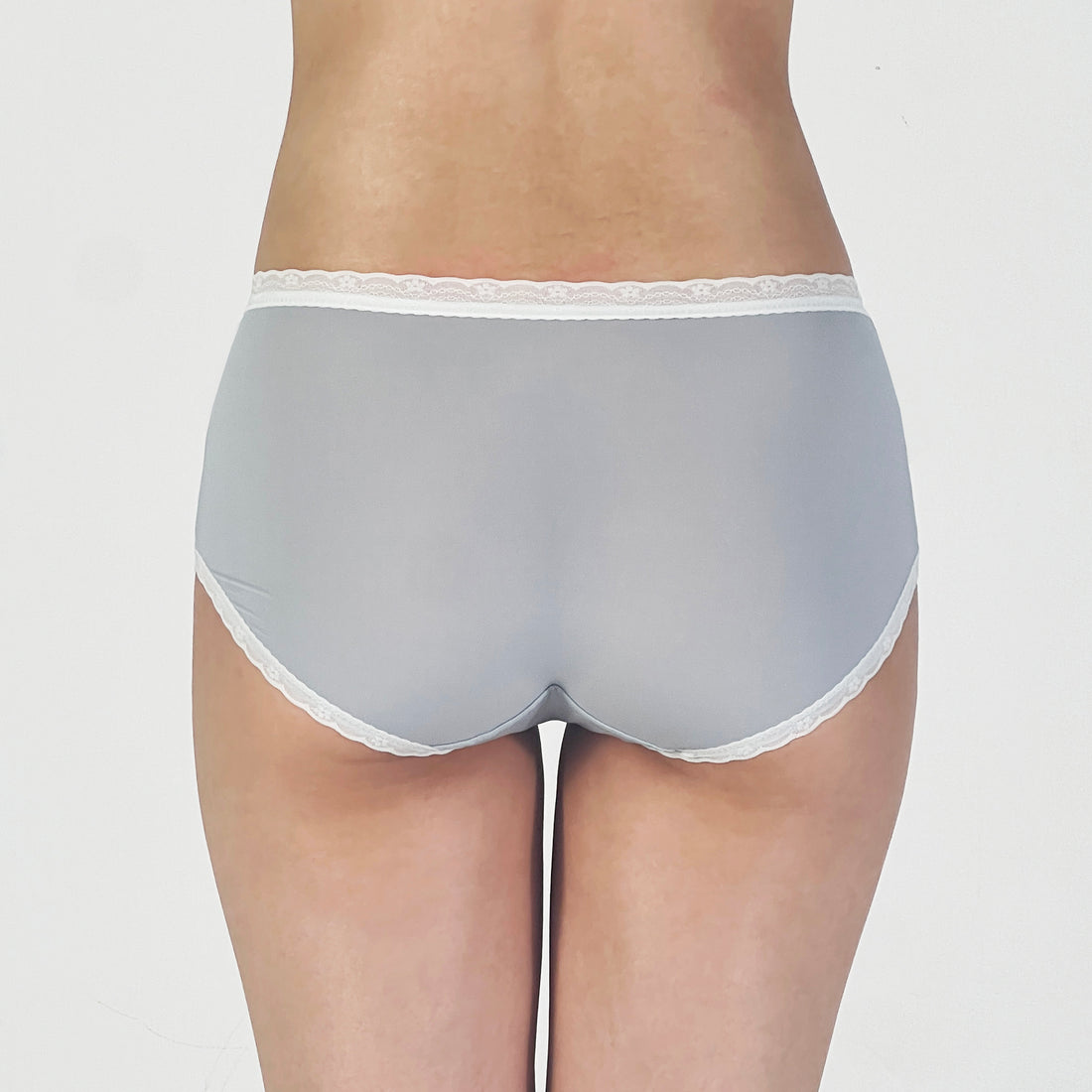 Powder Blue Sheer Boyshort Panty with Lace Trim