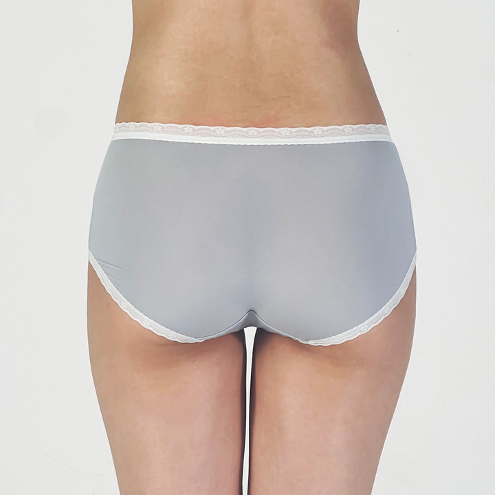 Powder Blue Sheer Boyshort Panty with Lace Trim