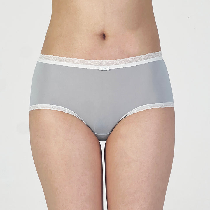 Powder Blue Sheer Boyshort Panty with Lace Trim