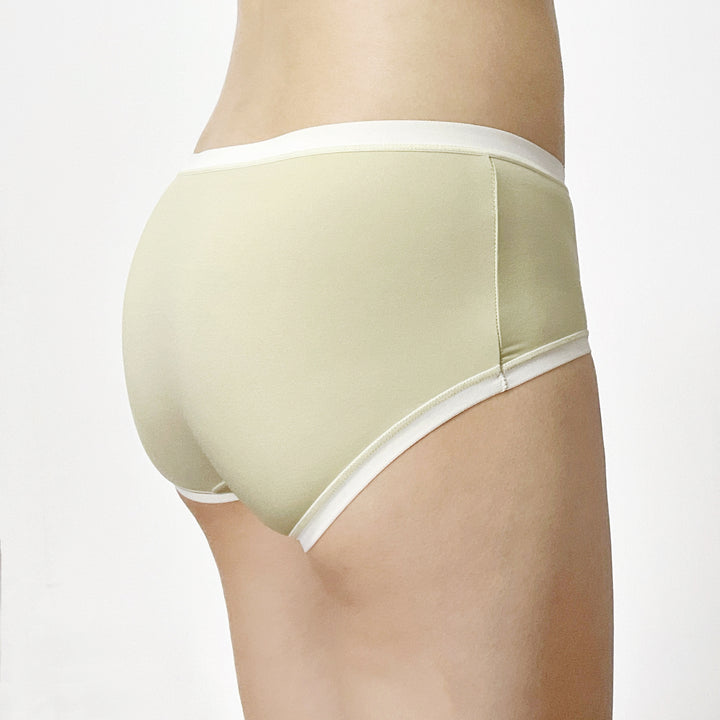Olive Green Sheer Boyshort Panty with Contrast Trim