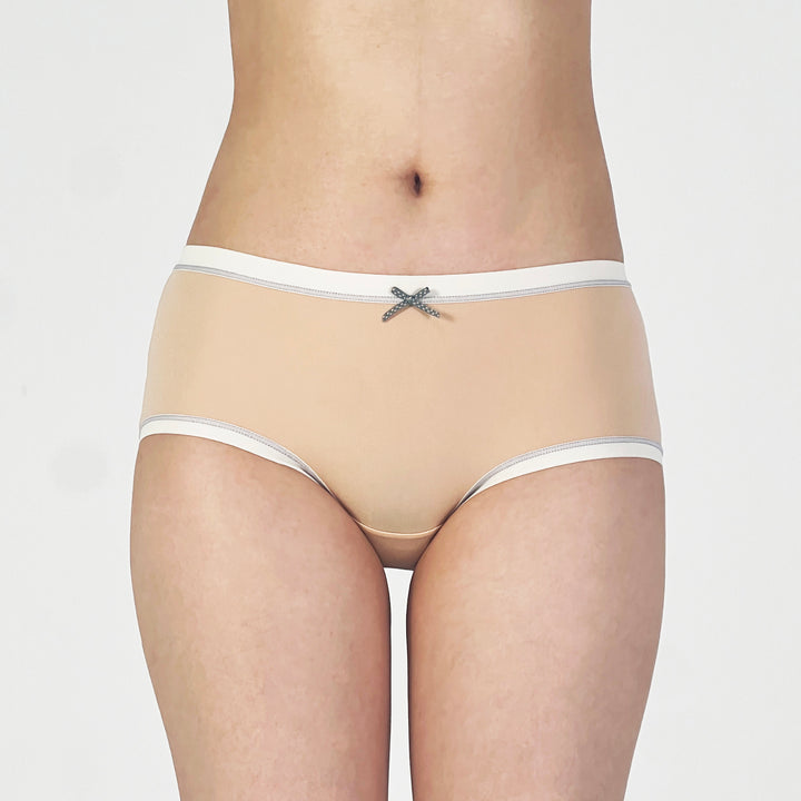 Nude Sheer Boyshort Panty with Contrast Trim