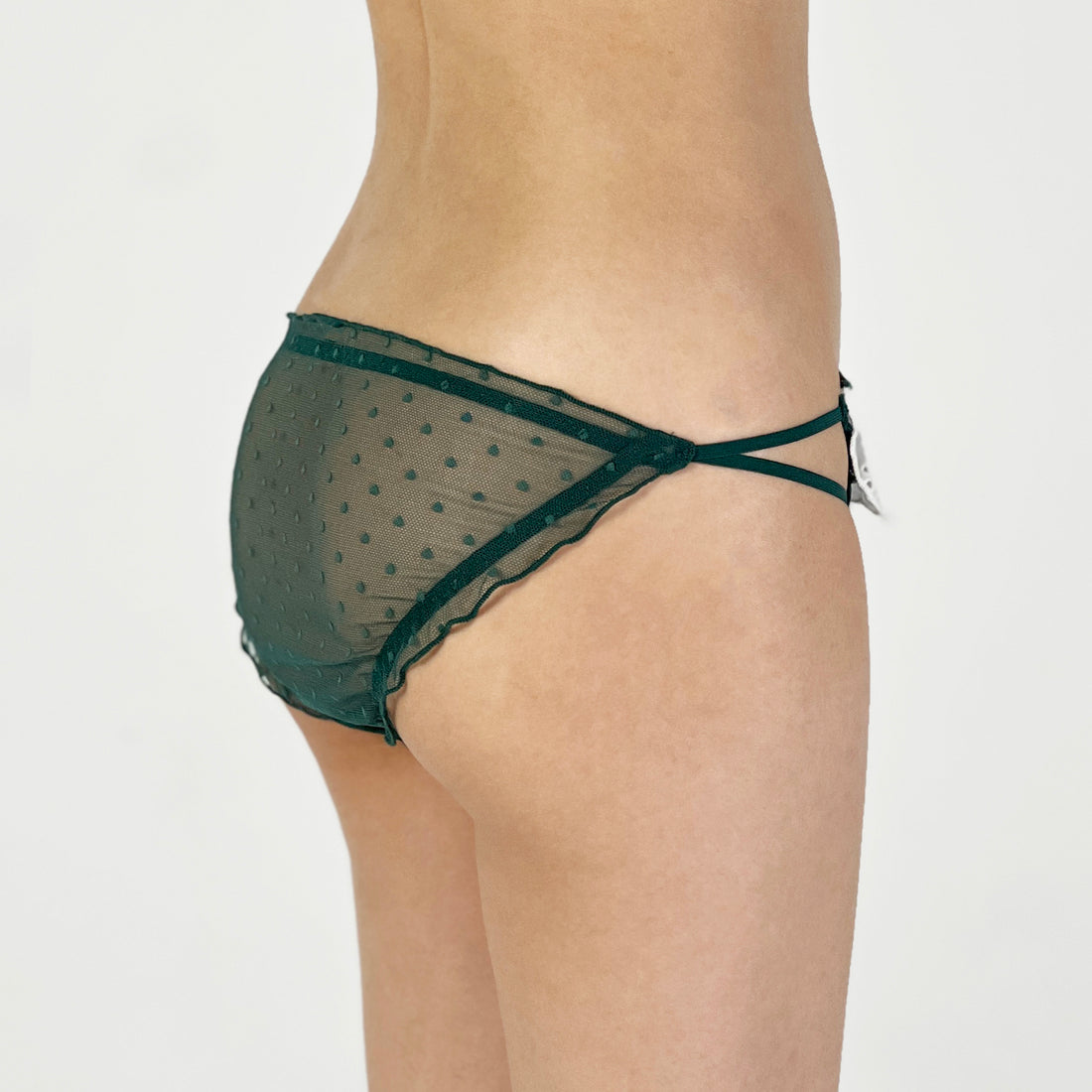 Green Mesh Polka Dot Ruffle Bikini Panty