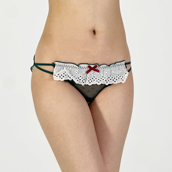Green Mesh Polka Dot Ruffle Bikini Panty