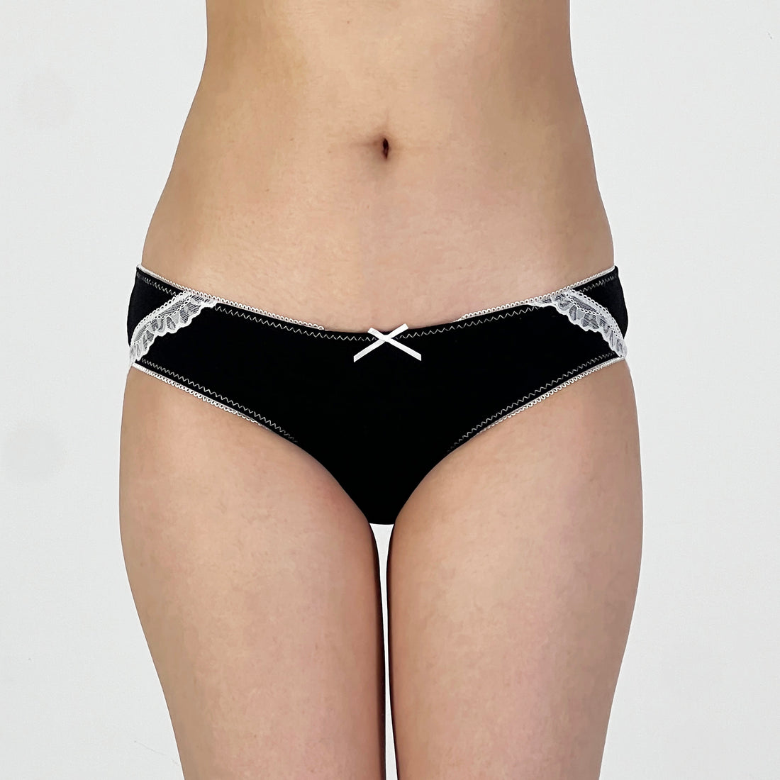 Classic Black Lace Trim Cotton Brief