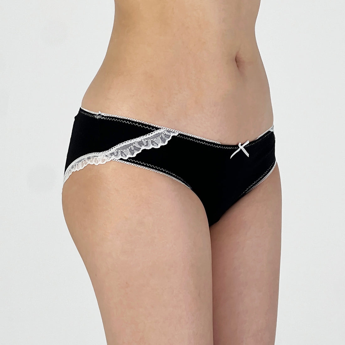 Classic Black Lace Trim Cotton Brief