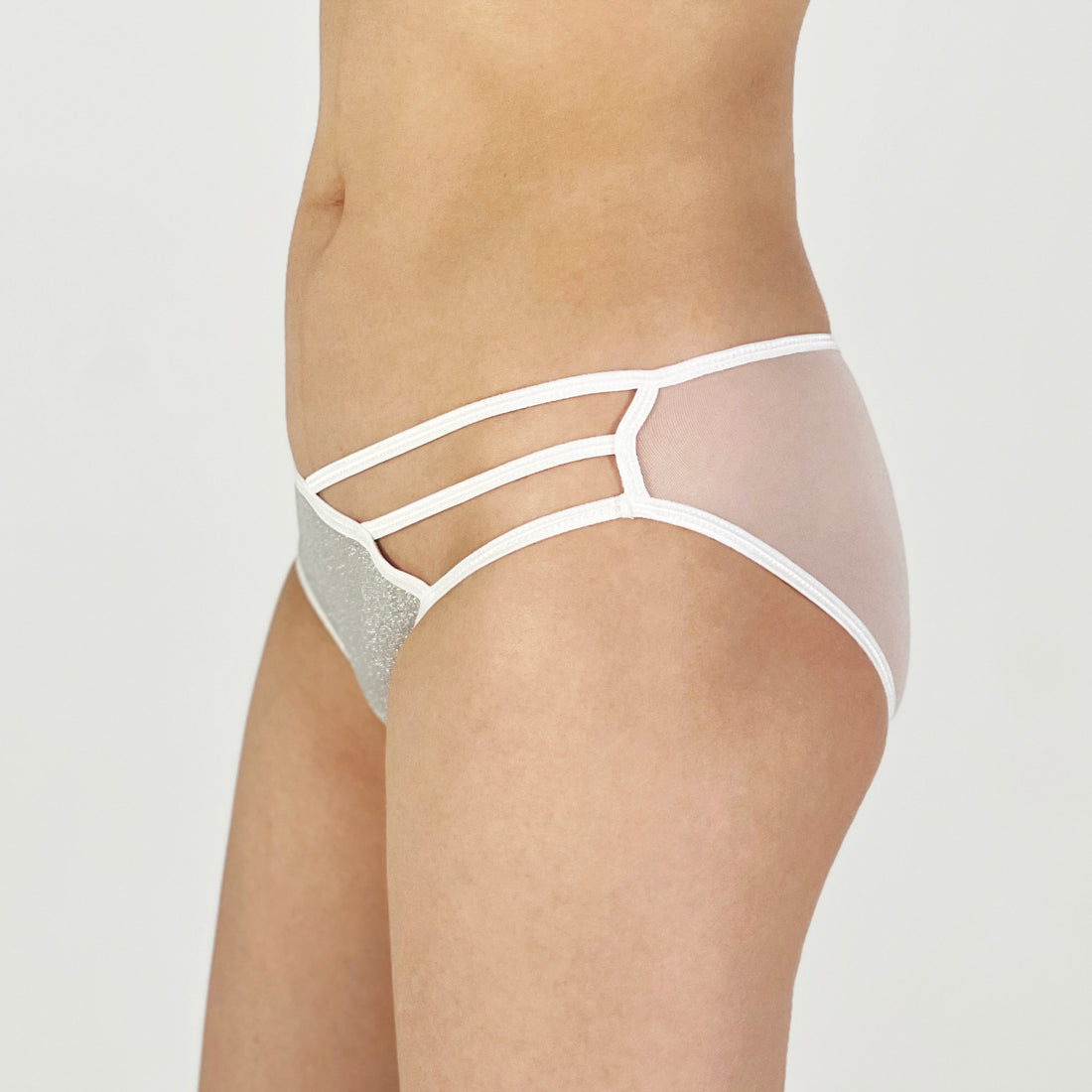 Silver Strappy Mesh Bikini