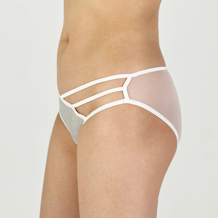 Silver Strappy Mesh Bikini