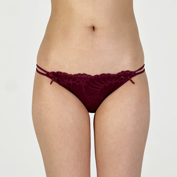 Crimson Lace String Bikini
