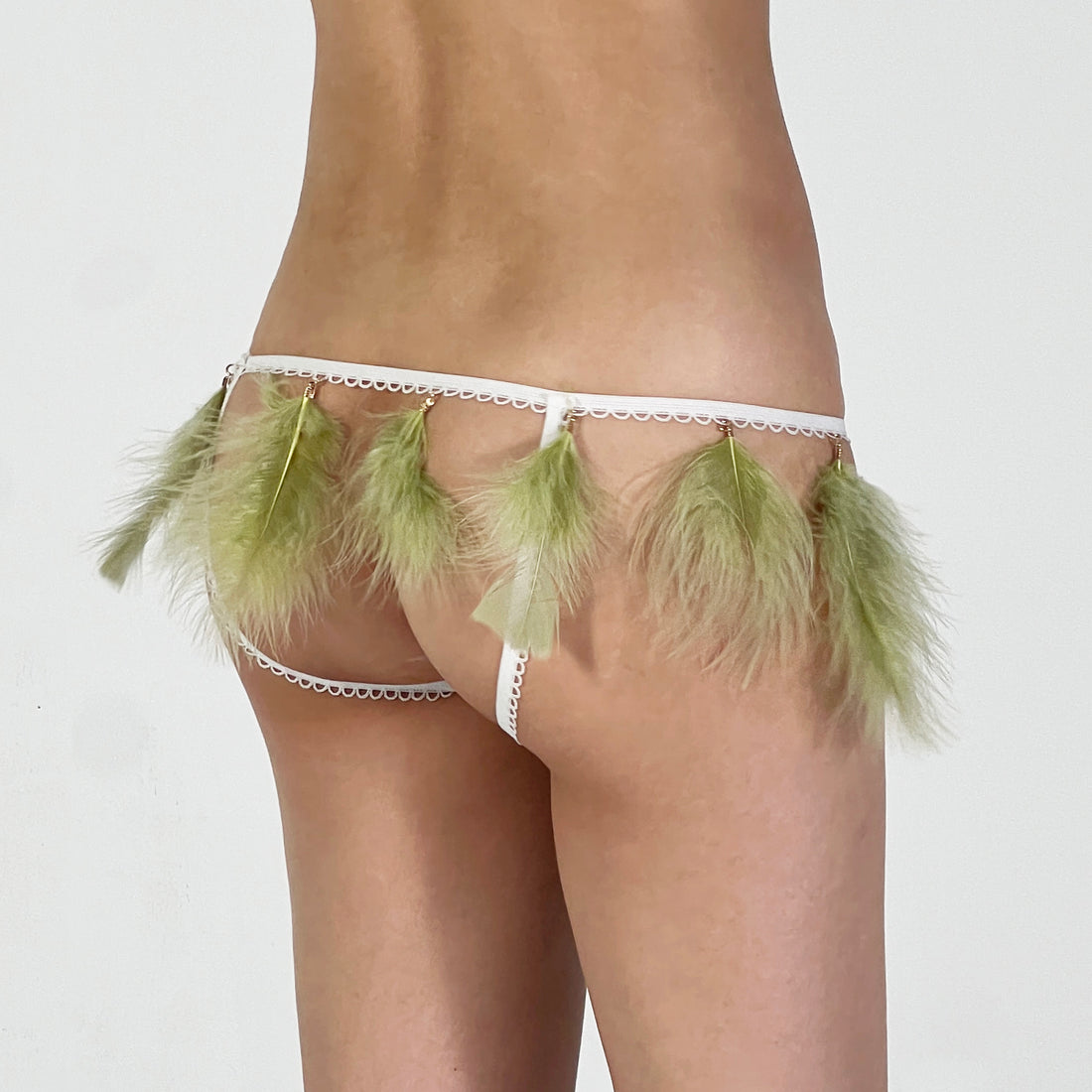 Feather Bloom Embroidered Thong