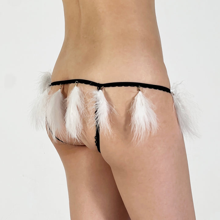 Midnight Angel Feather Thong