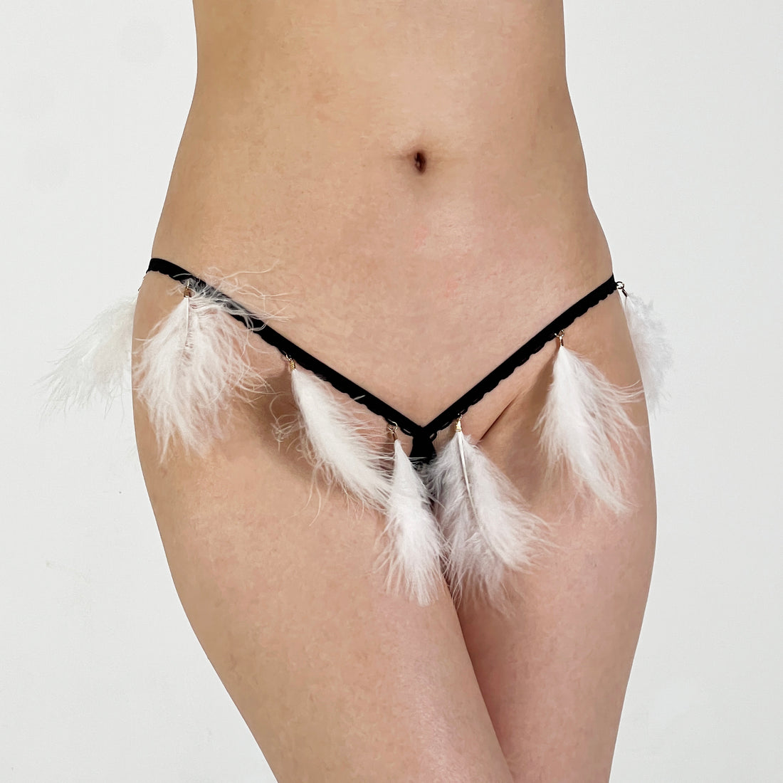 Midnight Angel Feather Thong