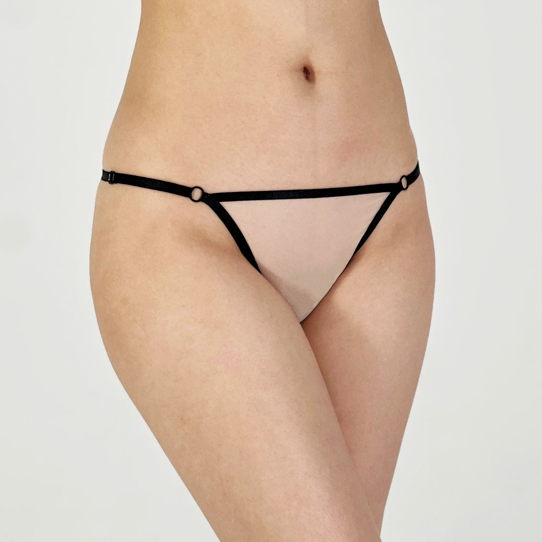 Sheer Temptation Mesh Micro Thong with Black Trim