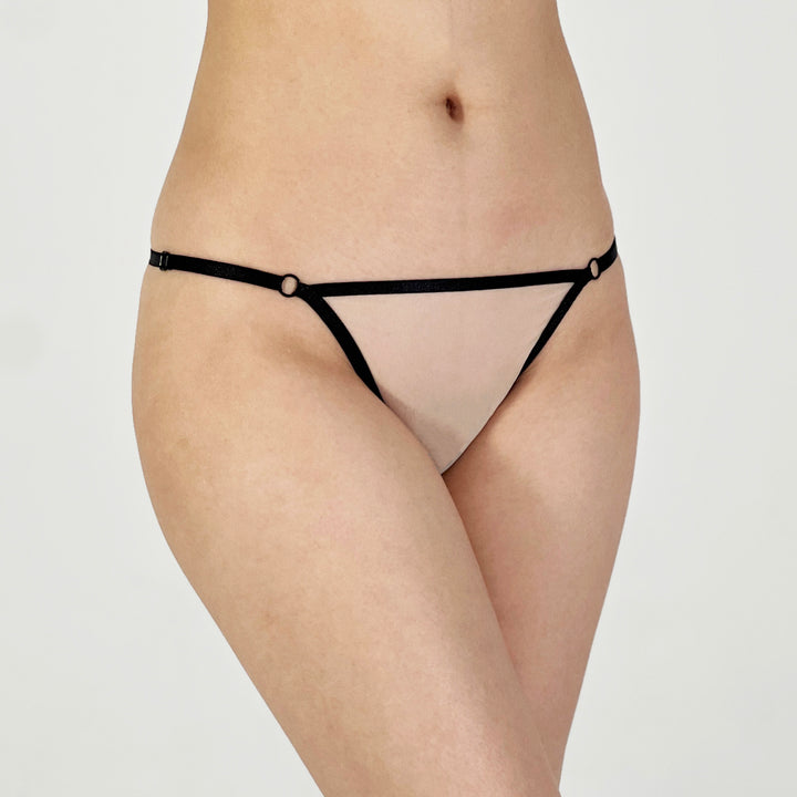 Sheer Temptation Mesh Micro Thong with Black Trim