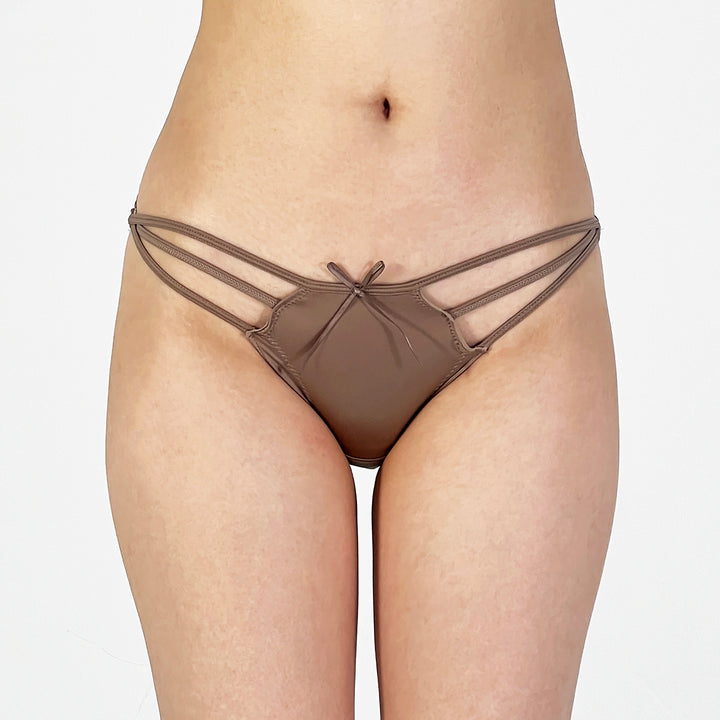 Mocha Sheer Heart Strappy Panty