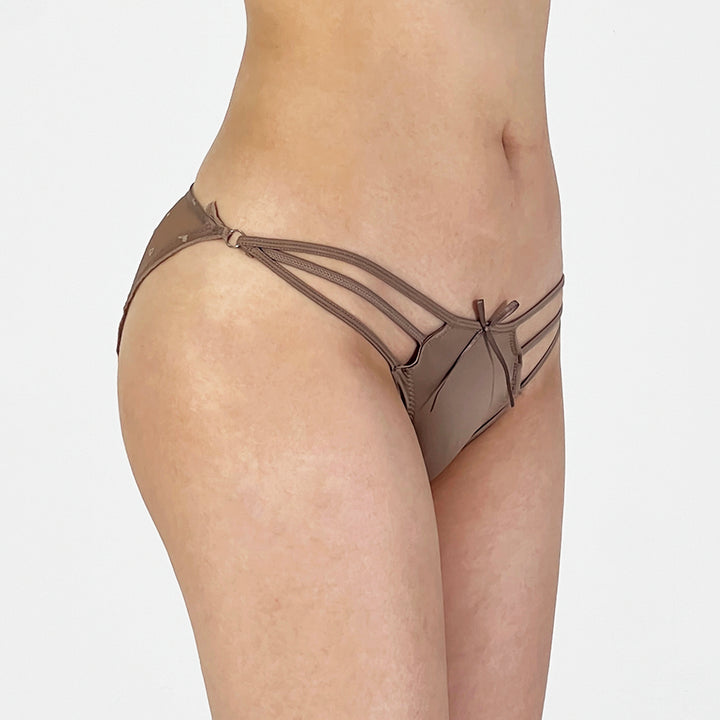 Mocha Sheer Heart Strappy Panty