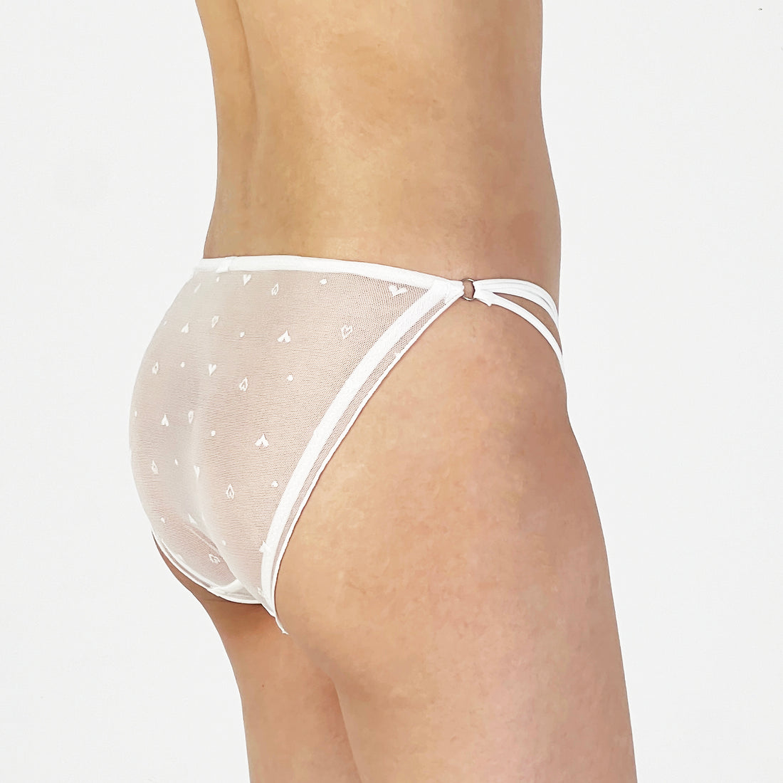 White Mesh Strappy Heart Panty