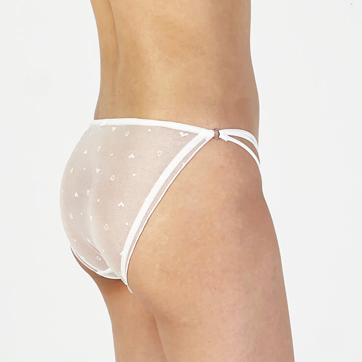 White Mesh Strappy Heart Panty