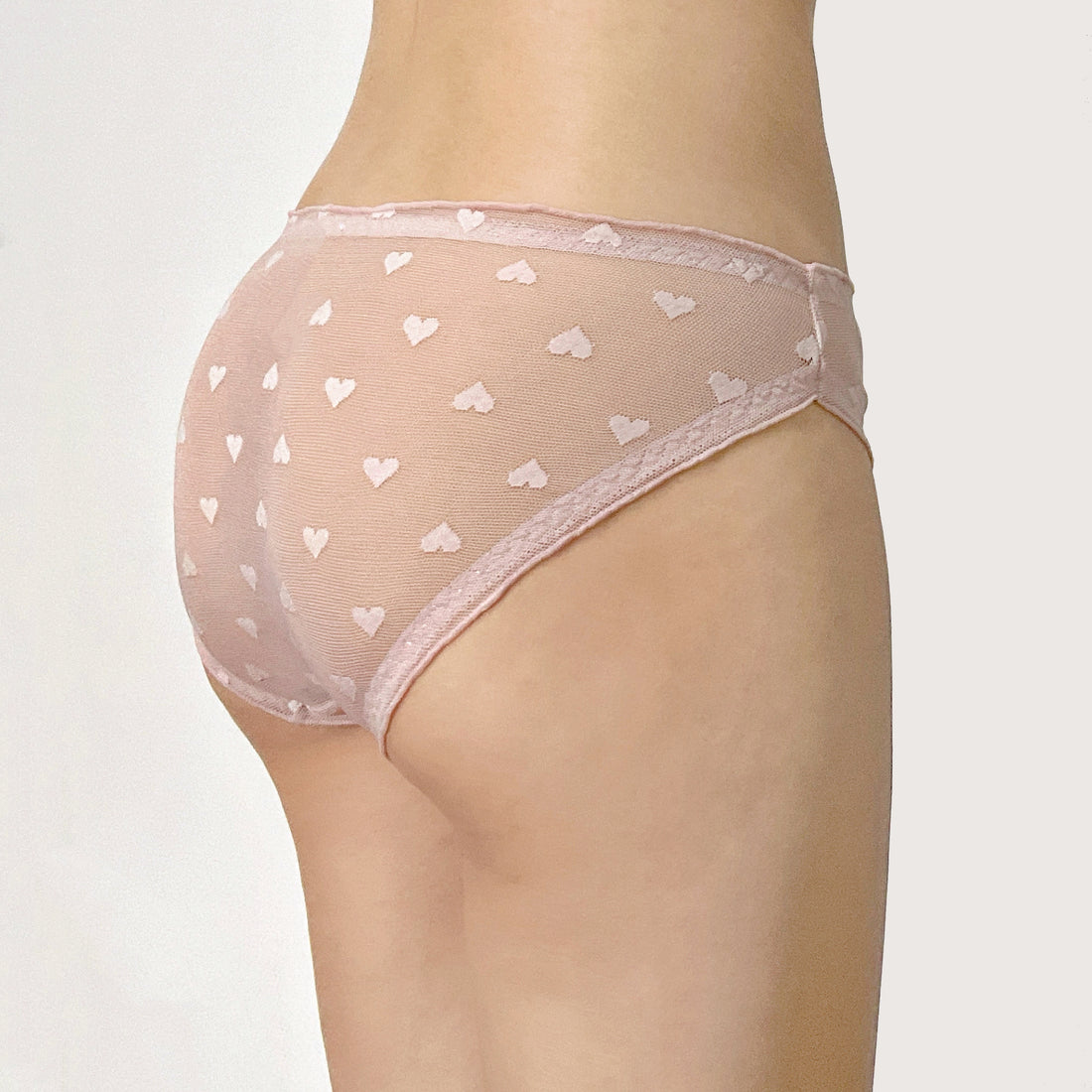 Pink Heart Mesh Lace Brief