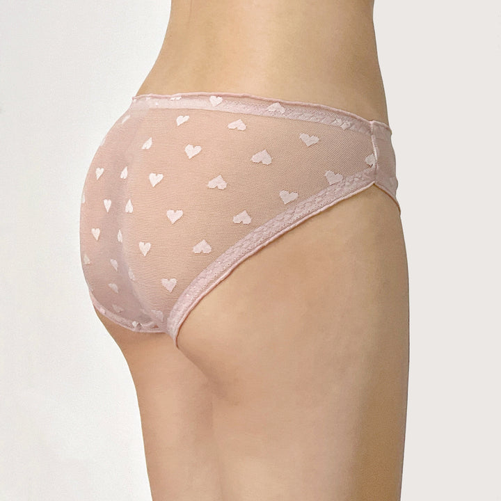 Pink Heart Mesh Lace Brief