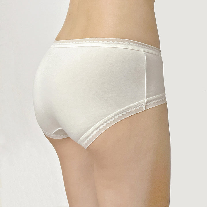 Elegant White Cotton Briefs with Double Bow Detail