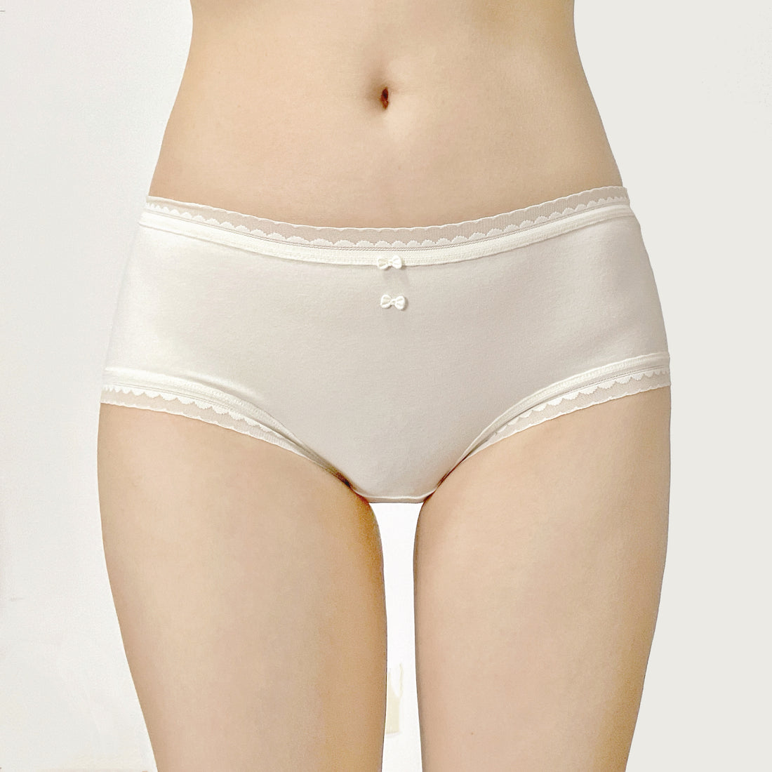 Elegant White Cotton Briefs with Double Bow Detail