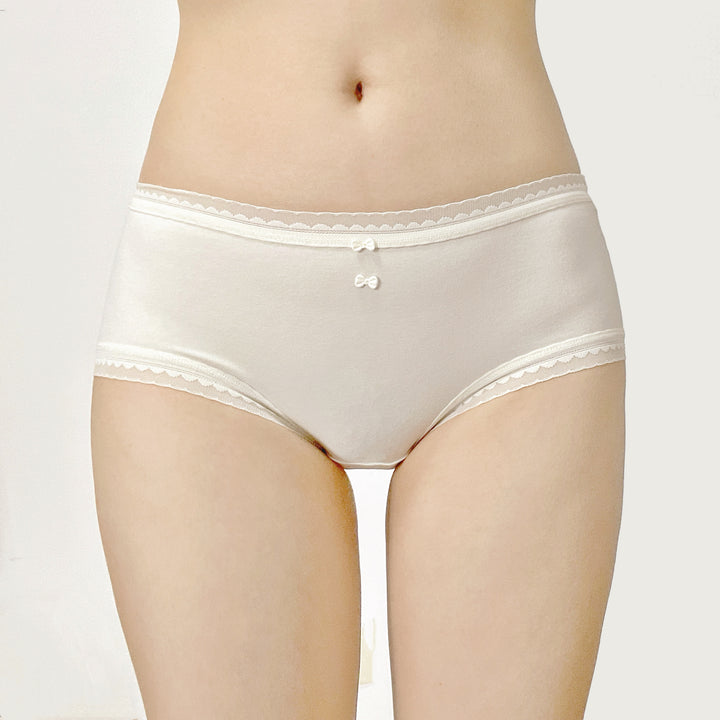 Elegant White Cotton Briefs with Double Bow Detail
