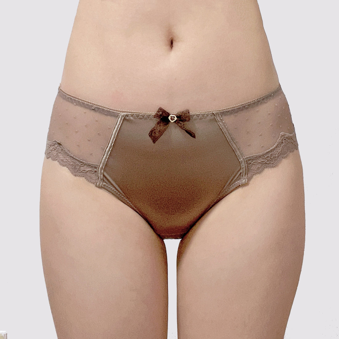 Mocha Sheer Polka Lace Briefs