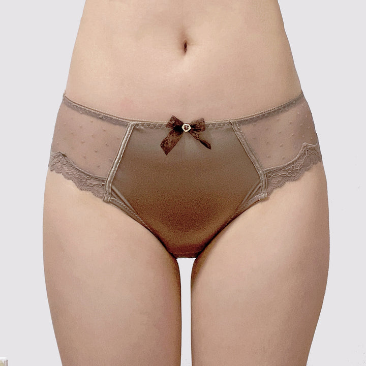Mocha Sheer Polka Lace Briefs