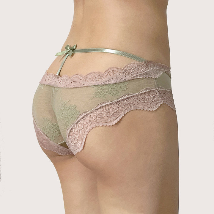 Pastel Green Lace-Trimmed Back Bow Panty