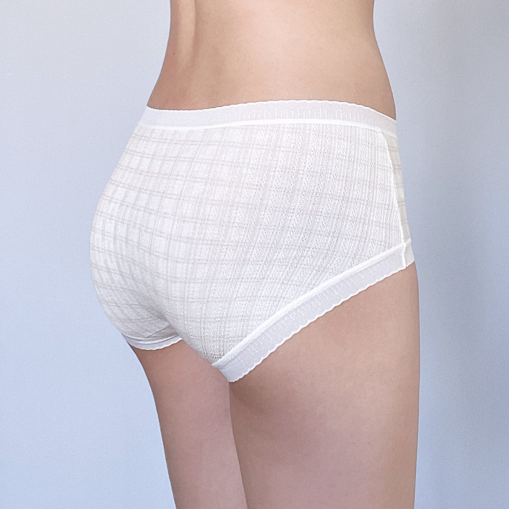White Checkered Mid-Rise Briefs