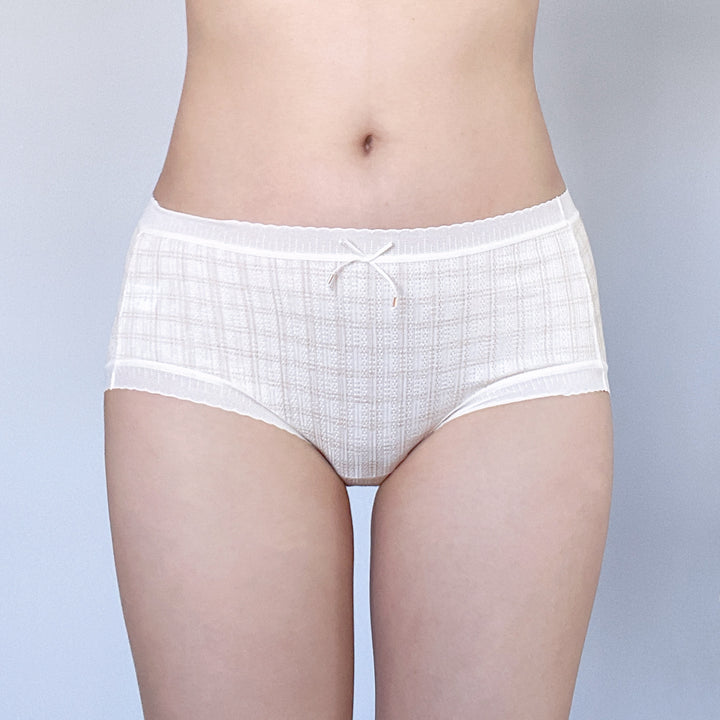 White Checkered Mid-Rise Briefs