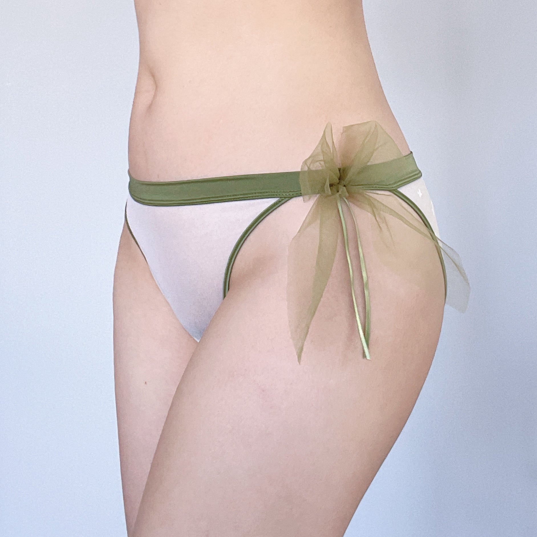 Olive Bow Mesh Bikini