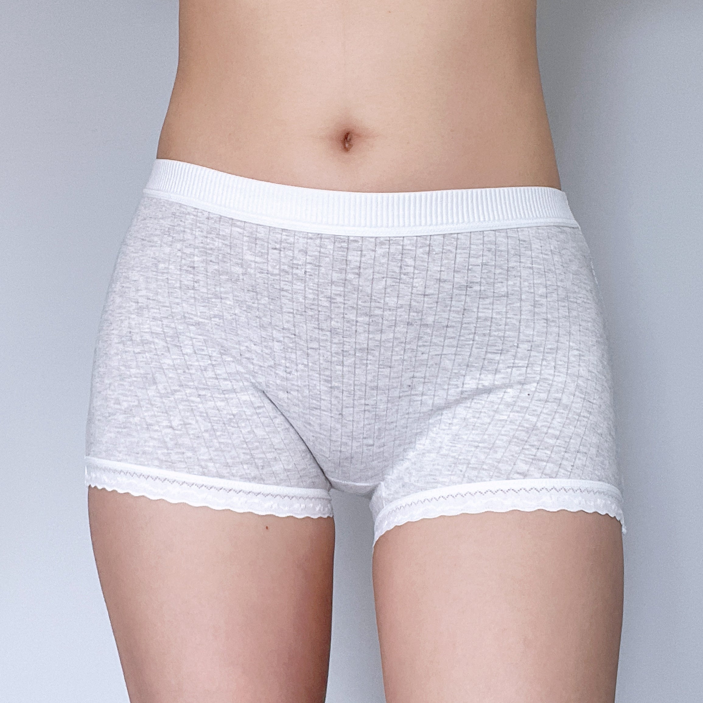 Soft Gray Ribbed Boxer