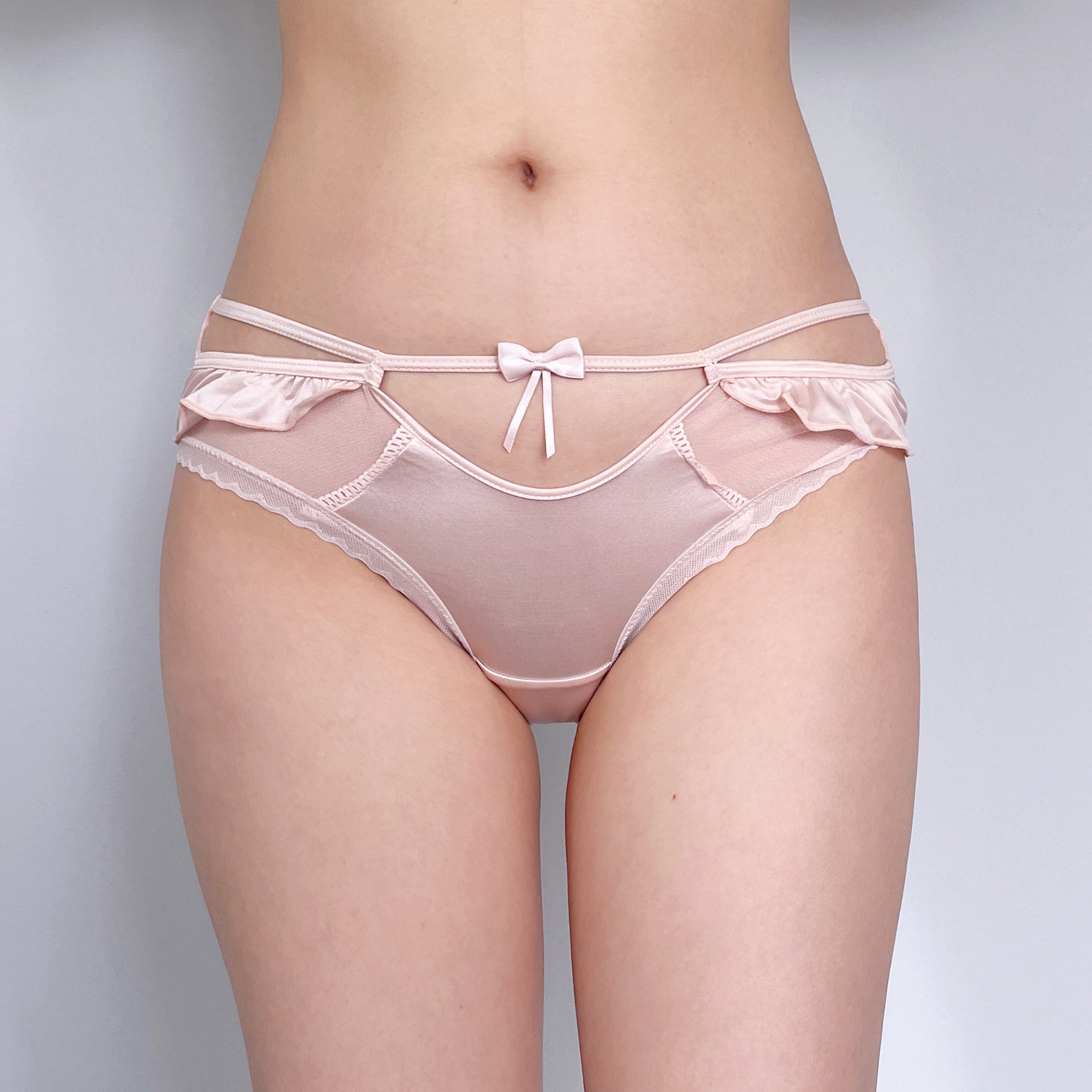 Blush Satin Ruffle Bow Briefs