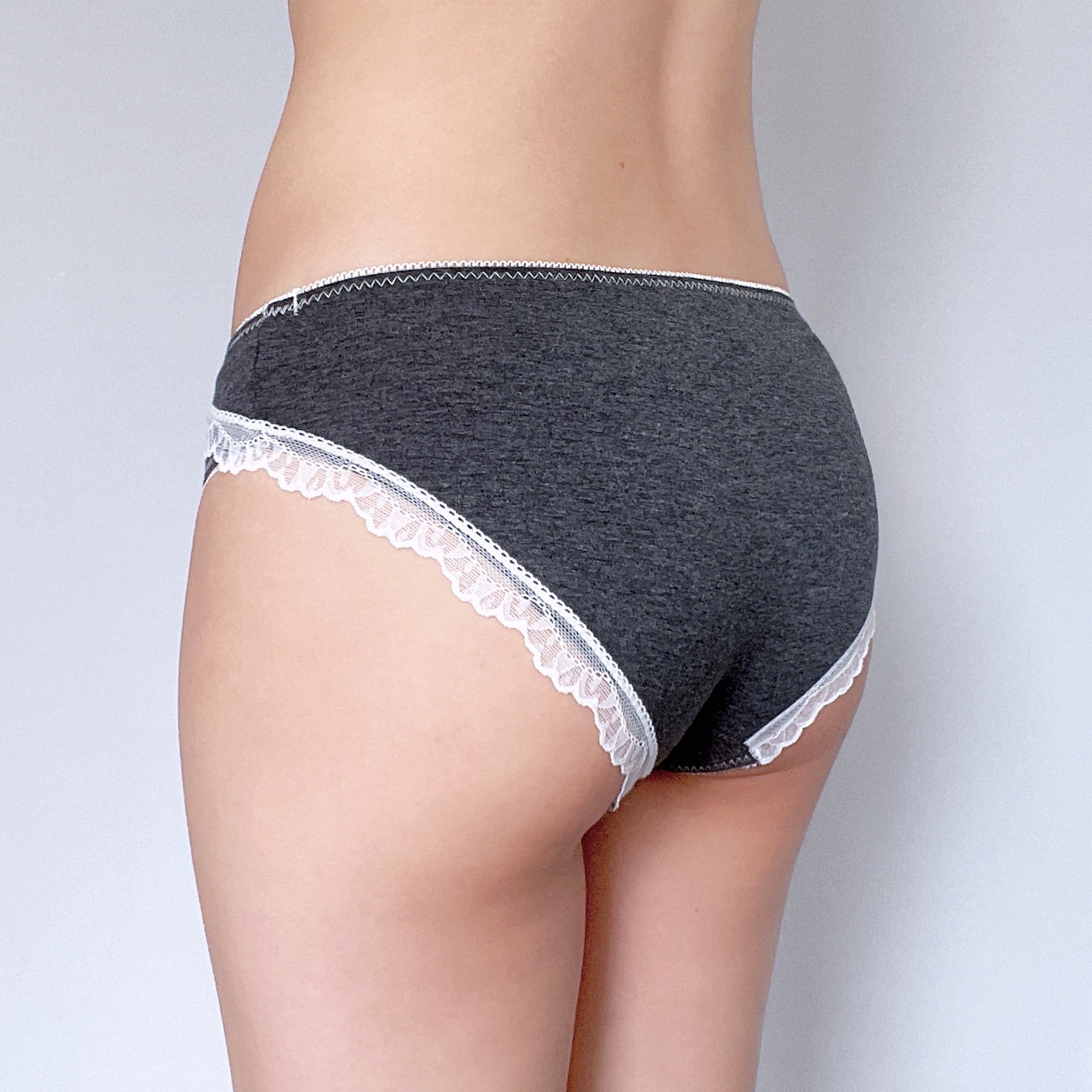 Charcoal Gray Cotton Lace Panty