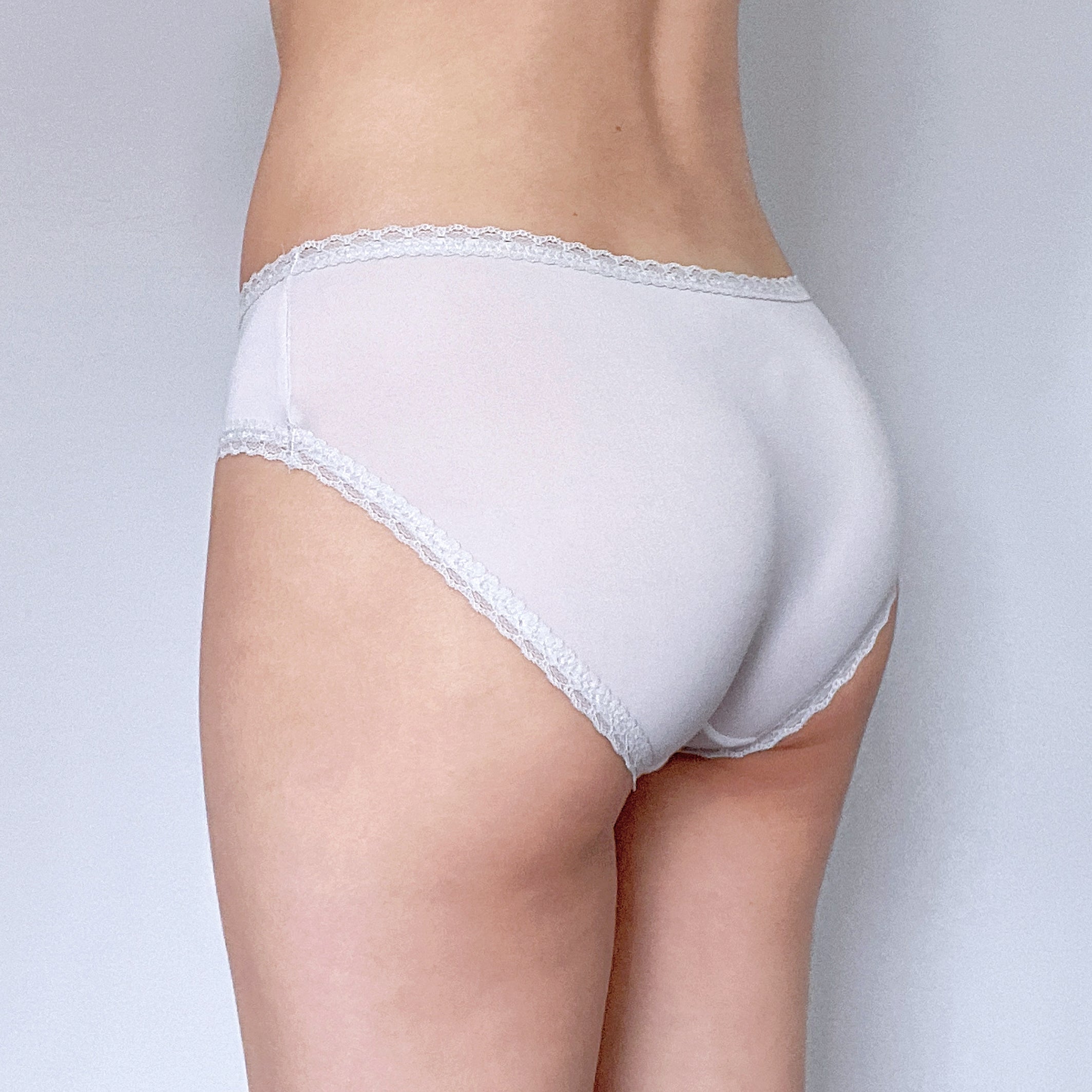 Soft White Lace Trim Bikini Panty
