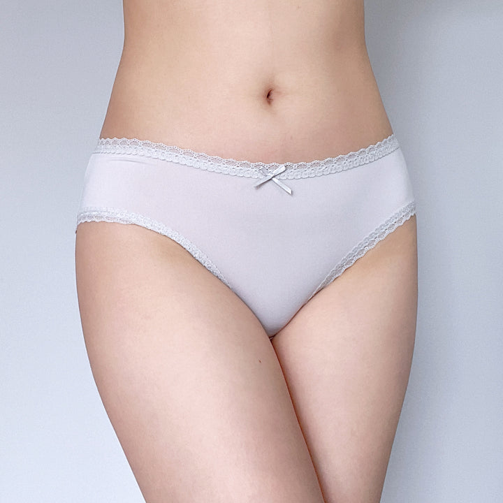 Soft White Lace Trim Bikini Panty