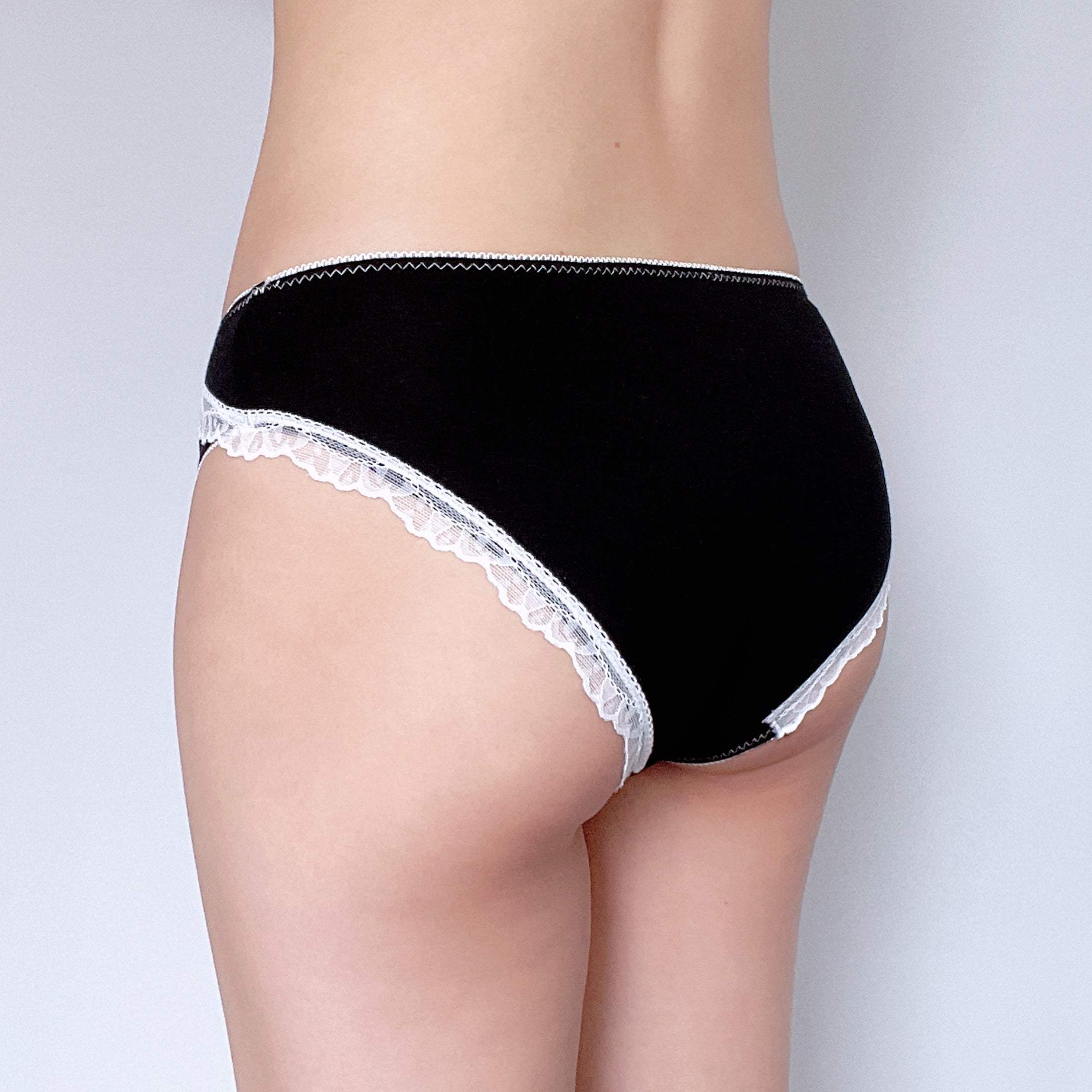 Classic Black Lace Trim Cotton Brief