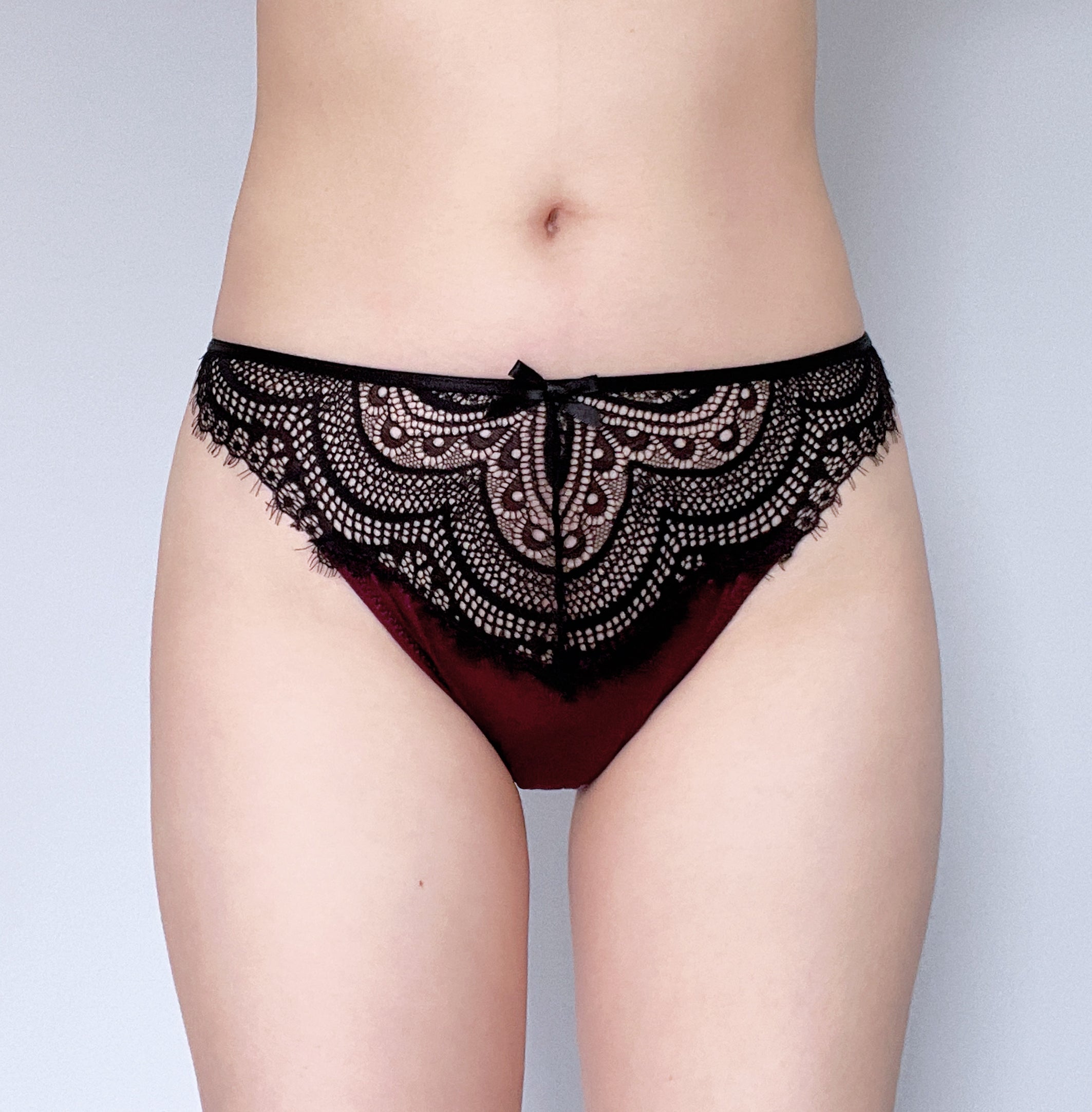 Burgundy Mesh Lace Panty-female_panty_lingerie_underwear